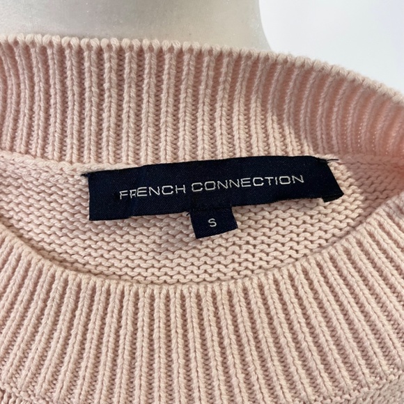 French Connection Ruffle Hem Short Sleeve Sweater Jumper Blush Pink Size Small - Picture 15 of 16